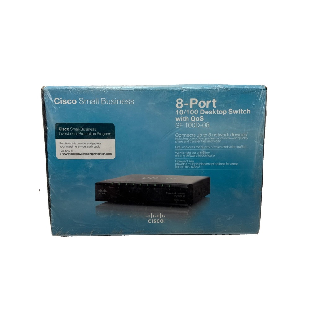 Cisco Small Business 8-Port Gigabit Switch with QoS | SG 100D-08 | Sealed Box